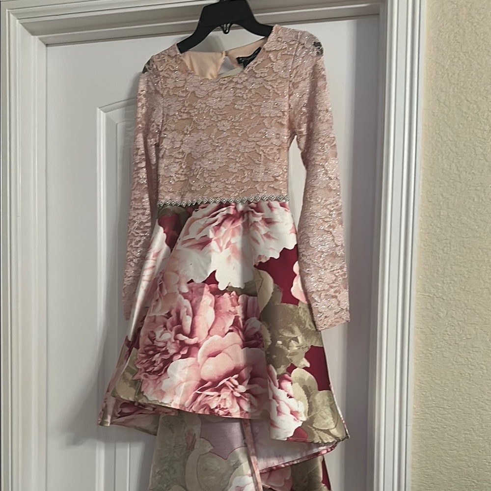 Elegant Pink Floral Kids Dress